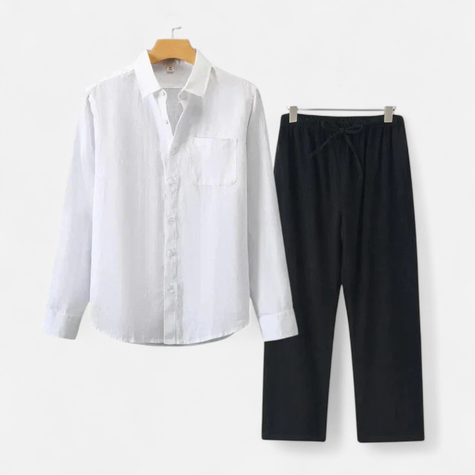 The Rowley Club | Long Sleeve Linen Blend Shirt for Men – Textured Contrast, High-End Comfort