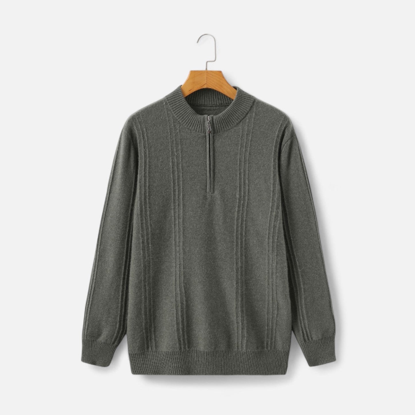 The Rowley Club | Men's Ribbed Half-Zip Cashmere - 100% Pure Cashmere, Discreet Luxury in Motion