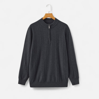 The Rowley Club | Men's Ribbed Half-Zip Cashmere - 100% Pure Cashmere, Discreet Luxury in Motion