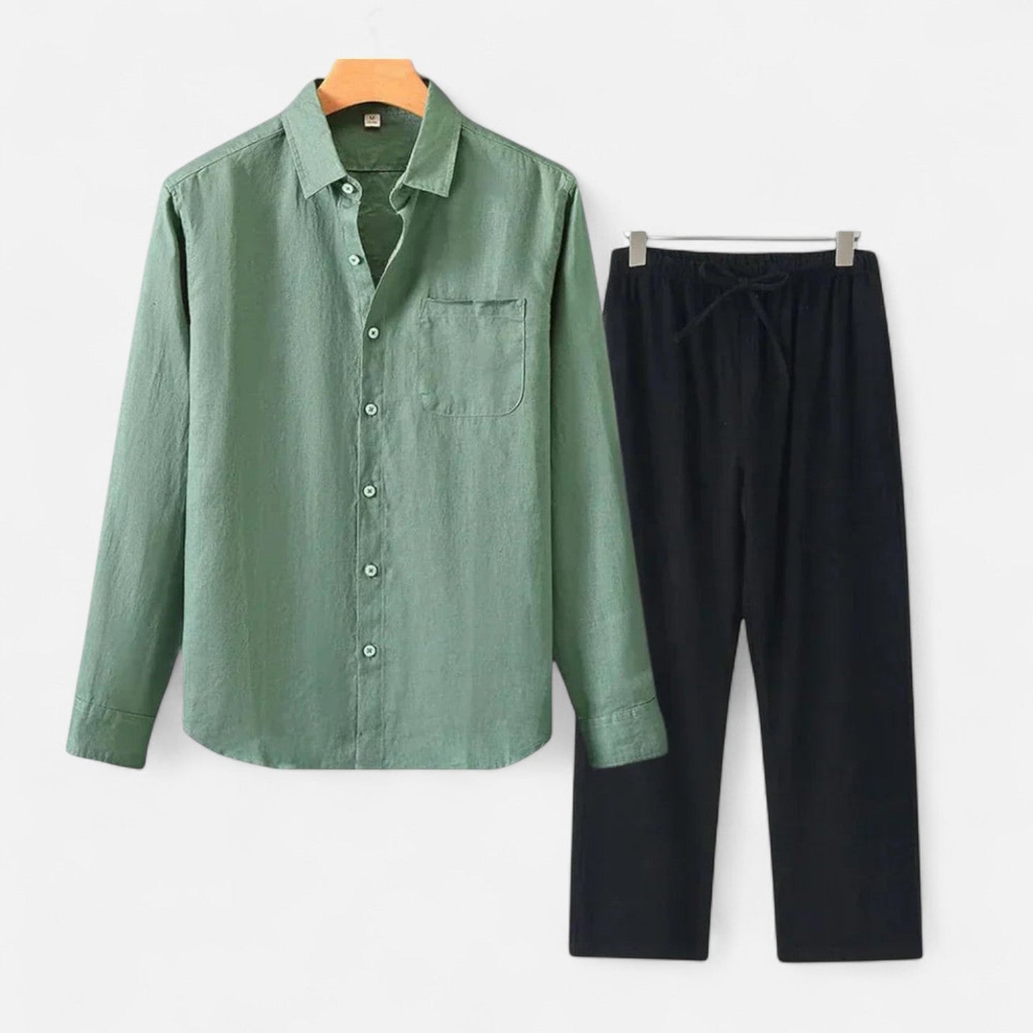 The Rowley Club | Long Sleeve Linen Blend Shirt for Men – Textured Contrast, High-End Comfort