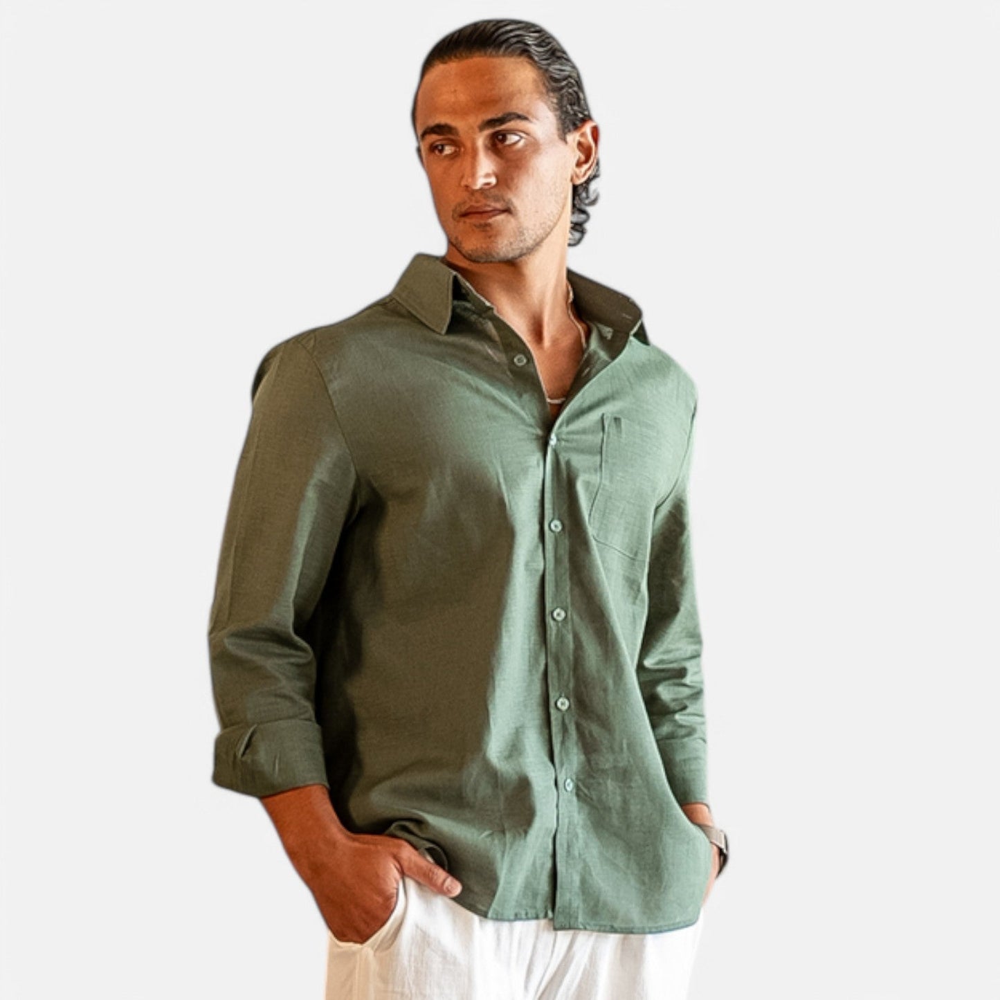 The Rowley Club | Pure Linen Long Sleeve Shirt for Men