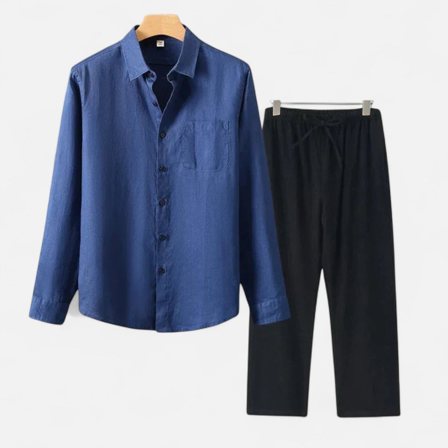 The Rowley Club | Long Sleeve Linen Blend Shirt for Men – Textured Contrast, High-End Comfort