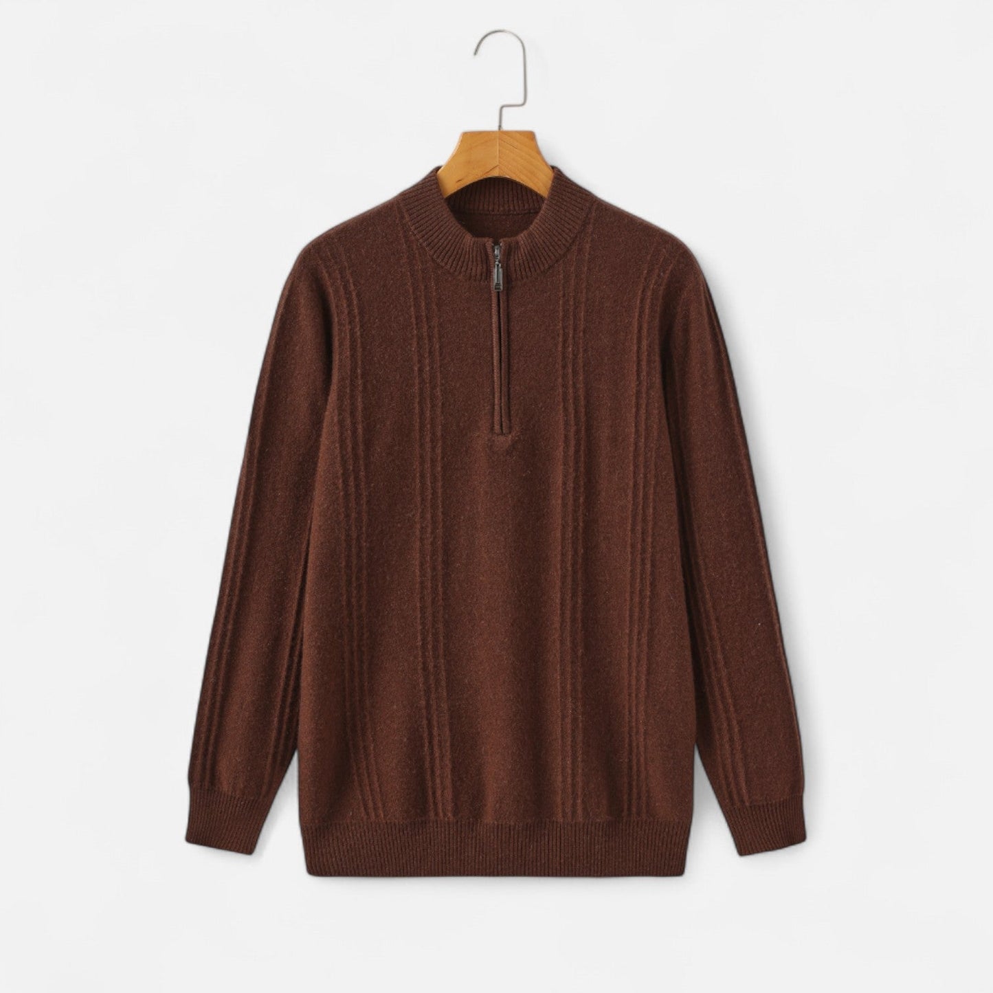 The Rowley Club | Men's Ribbed Half-Zip Cashmere - 100% Pure Cashmere, Discreet Luxury in Motion