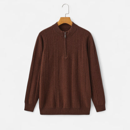 The Rowley Club | Men's Ribbed Half-Zip Cashmere - 100% Pure Cashmere, Discreet Luxury in Motion