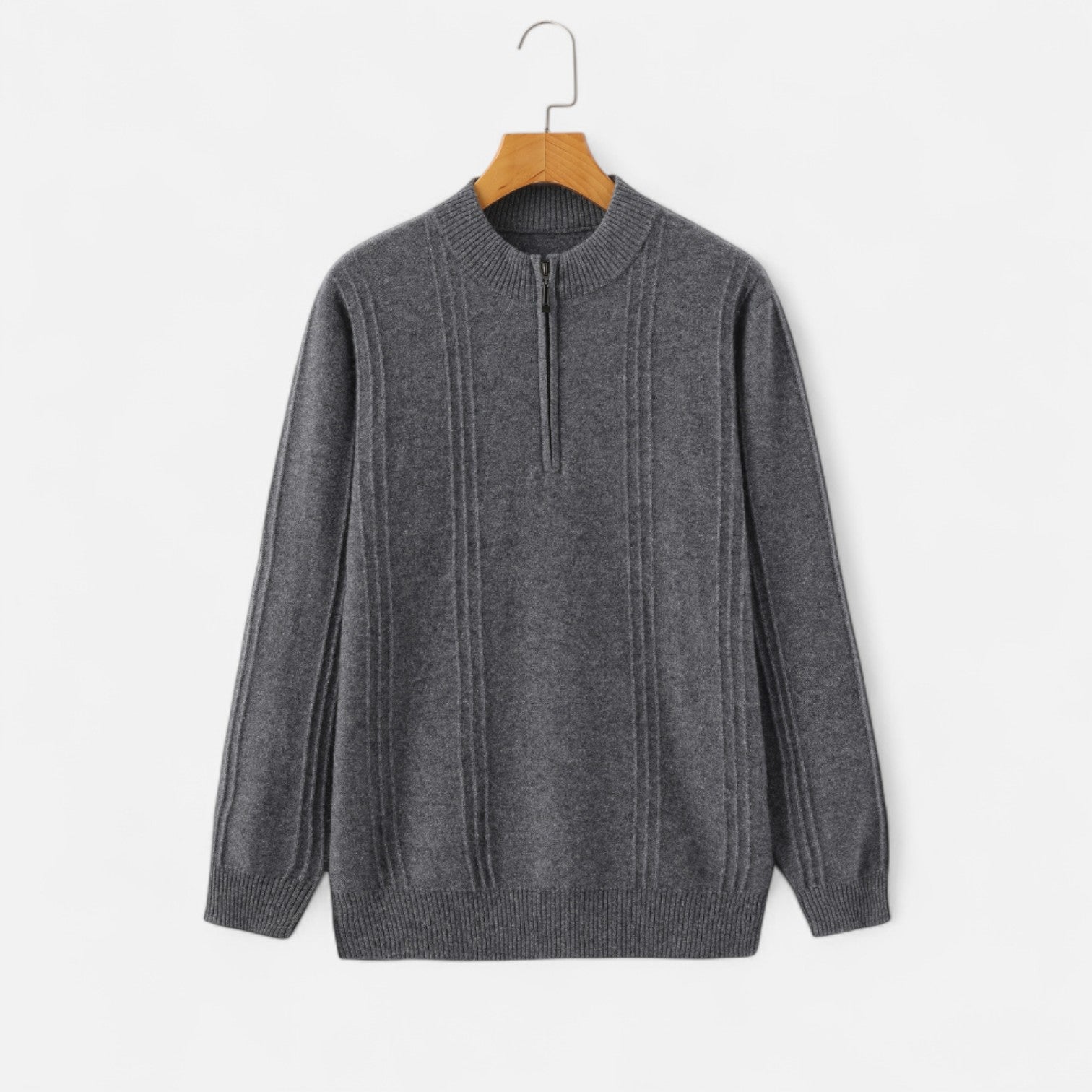 The Rowley Club | Men's Ribbed Half-Zip Cashmere - 100% Pure Cashmere, Discreet Luxury in Motion