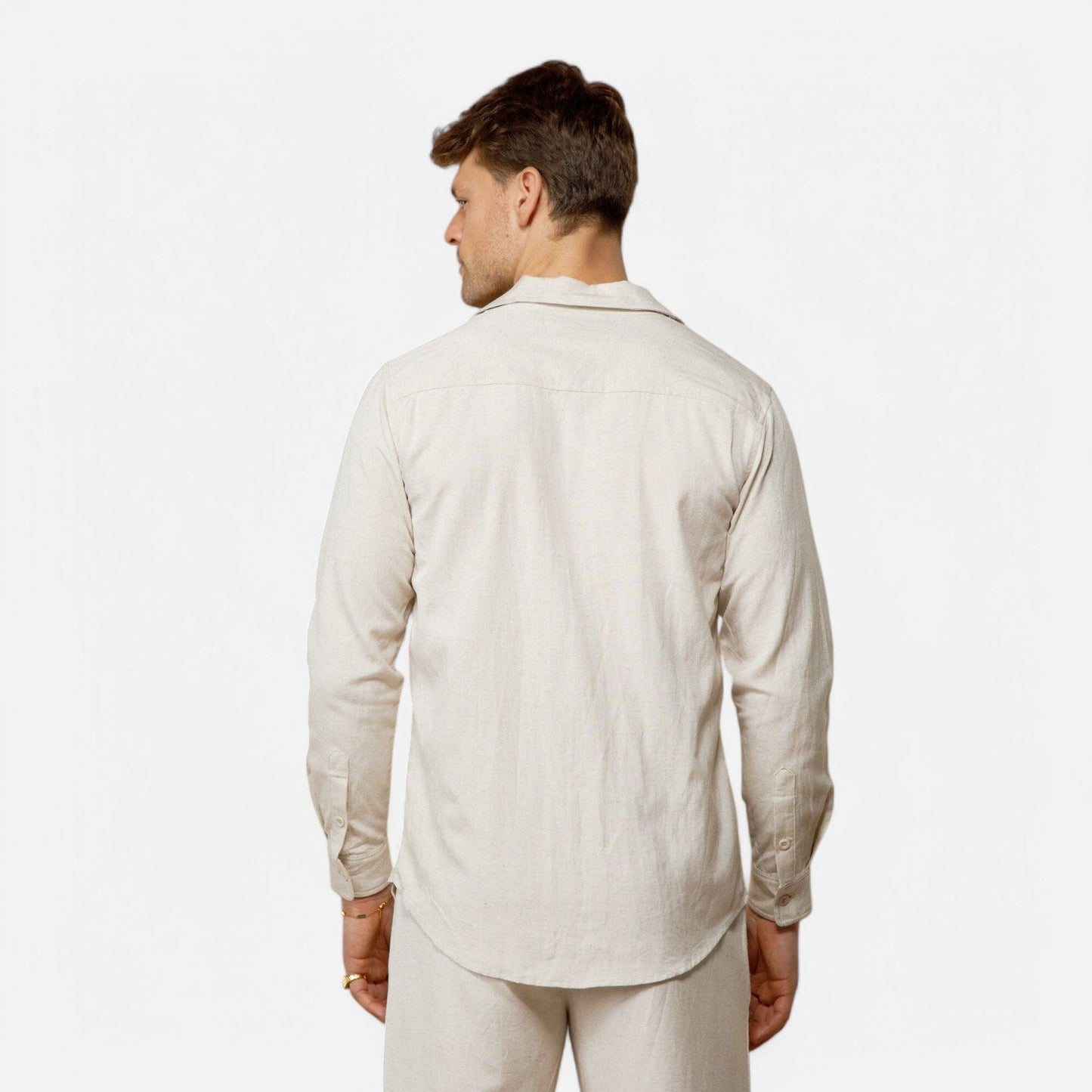 The Rowley Club | Men's Long Sleeve Linen Shirt in Oat Color
