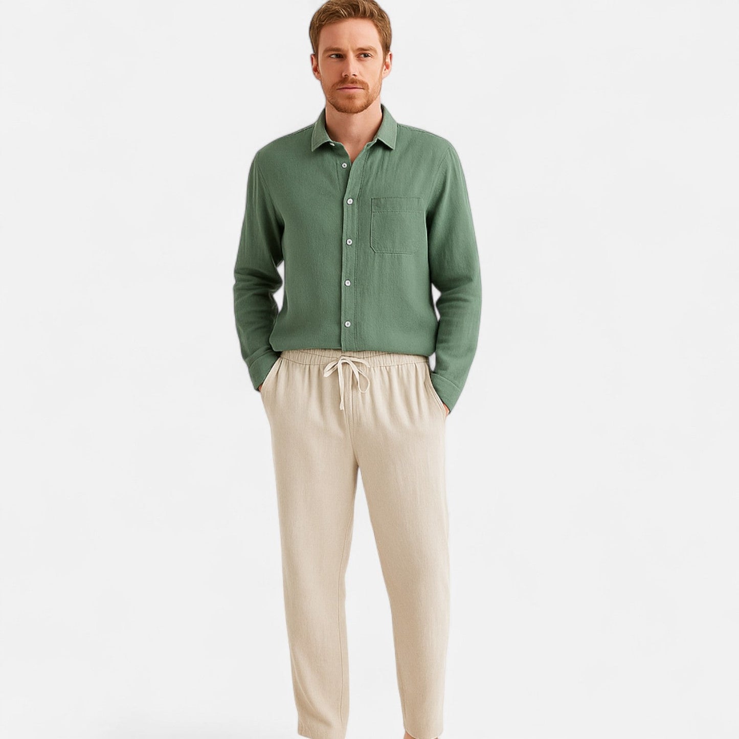 The Rowley Club | Long Sleeve Linen Blend Shirt for Men – Textured Contrast, High-End Comfort