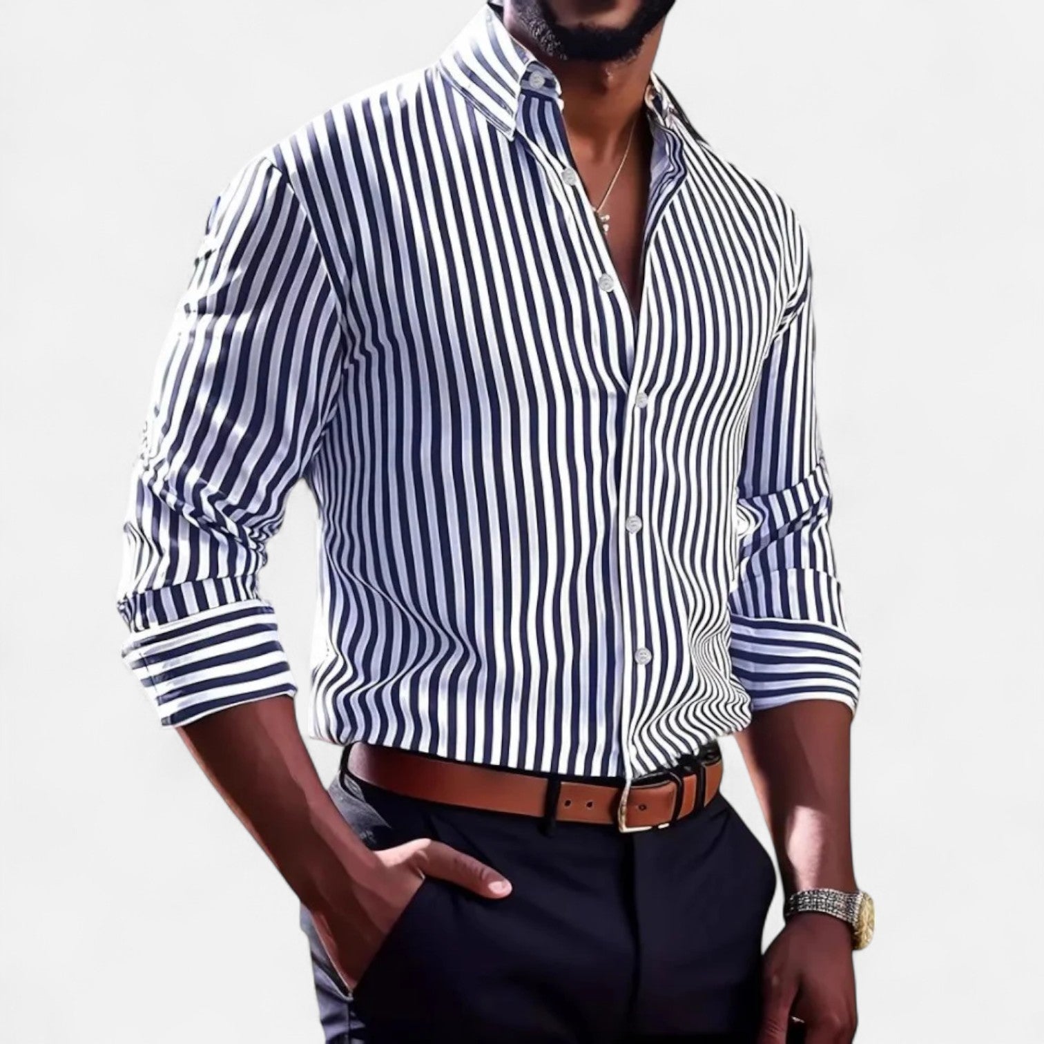 The Rowley Club | Striped Shirt for Men – Tailored Lines, Timeless Elegance, and Casual Chic