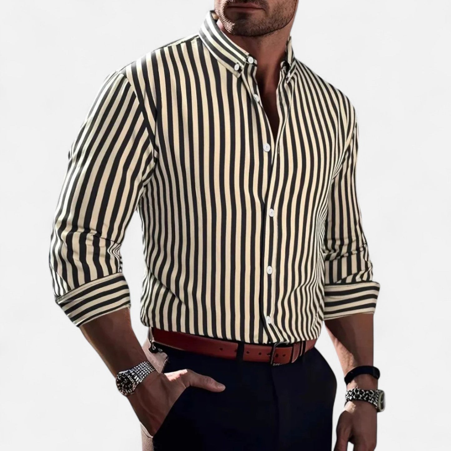 The Rowley Club | Striped Shirt for Men – Tailored Lines, Timeless Elegance, and Casual Chic