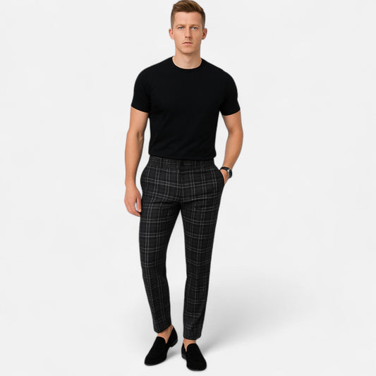 The Rowley Club | Stretchable Checkered Chino Pants for Men – Tailored Fit, Elegant Comfort for Everyday Wear