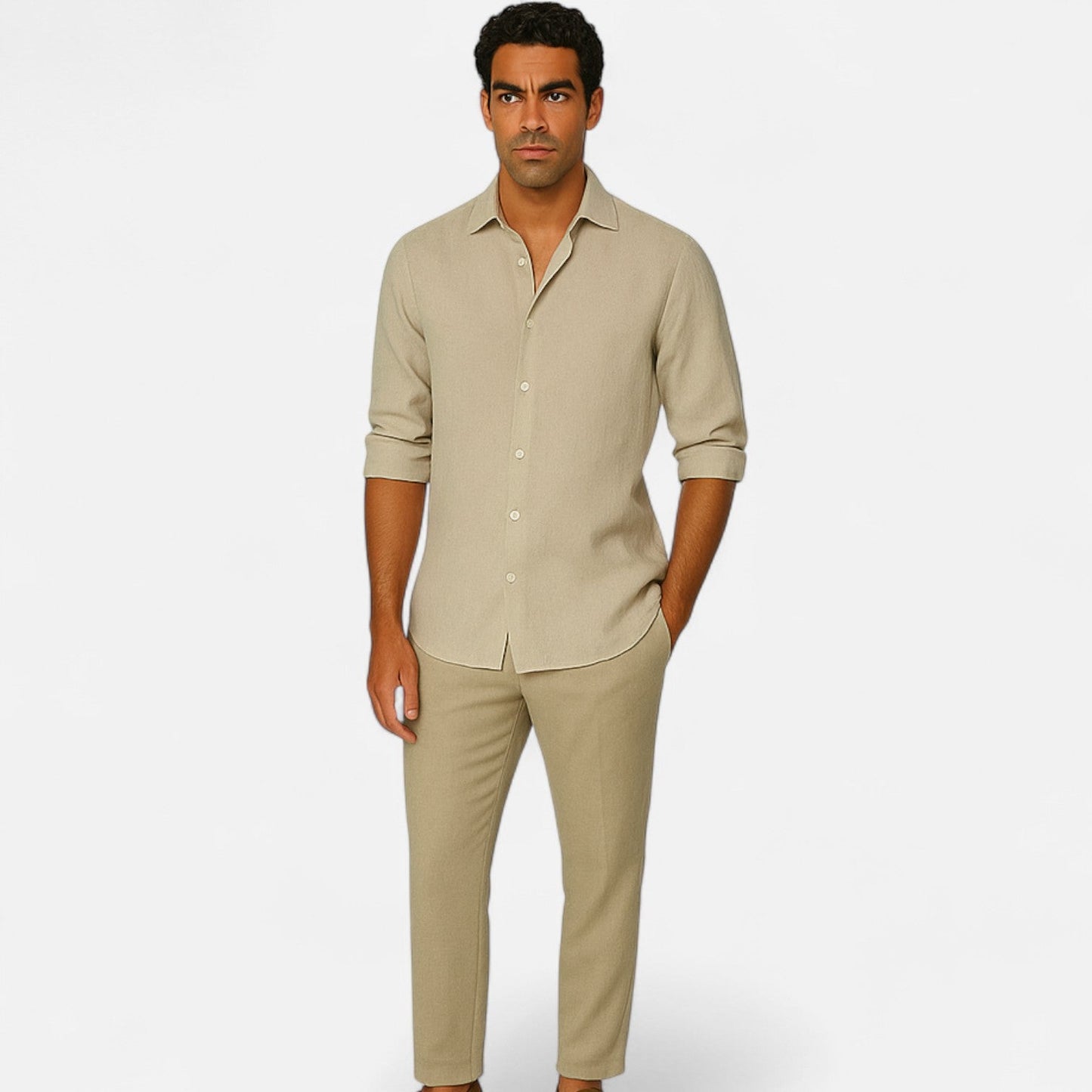 The Rowley Club | Khaki Linen Shirt for Men - Aesthetic of Old Money, Light Sartorial Ease