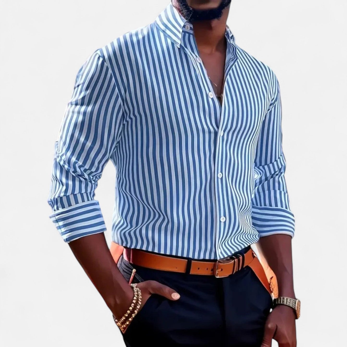 The Rowley Club | Striped Shirt for Men – Tailored Lines, Timeless Elegance, and Casual Chic