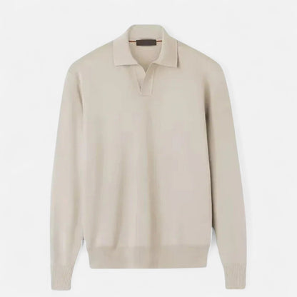 The Rowley Club | Long Sleeve Polo for Men - Old Silver Aesthetic, Casual and Timeless Sophistication