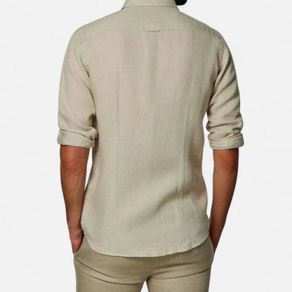 The Rowley Club | Khaki Linen Shirt for Men - Aesthetic of Old Money, Light Sartorial Ease