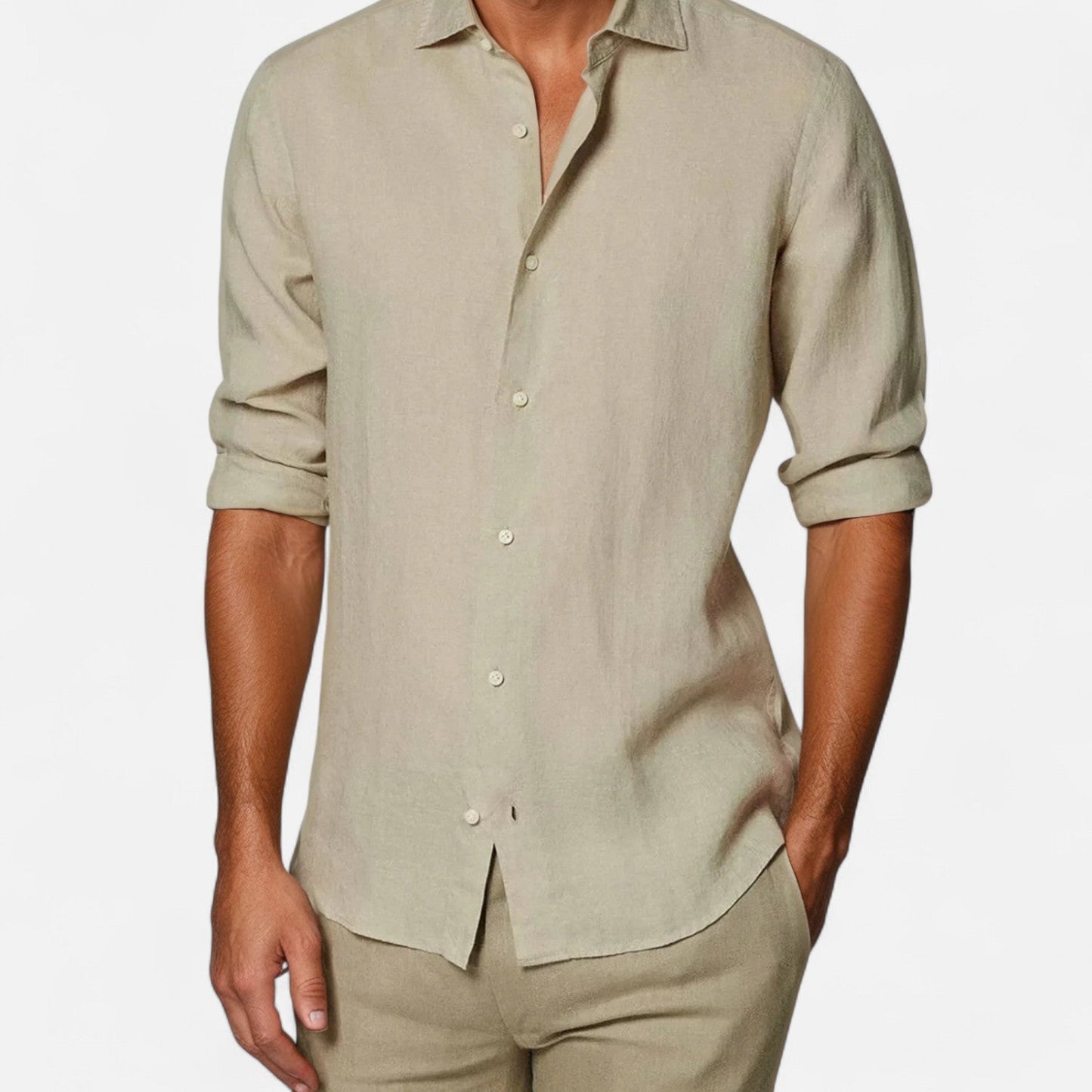 The Rowley Club | Khaki Linen Shirt for Men - Aesthetic of Old Money, Light Sartorial Ease