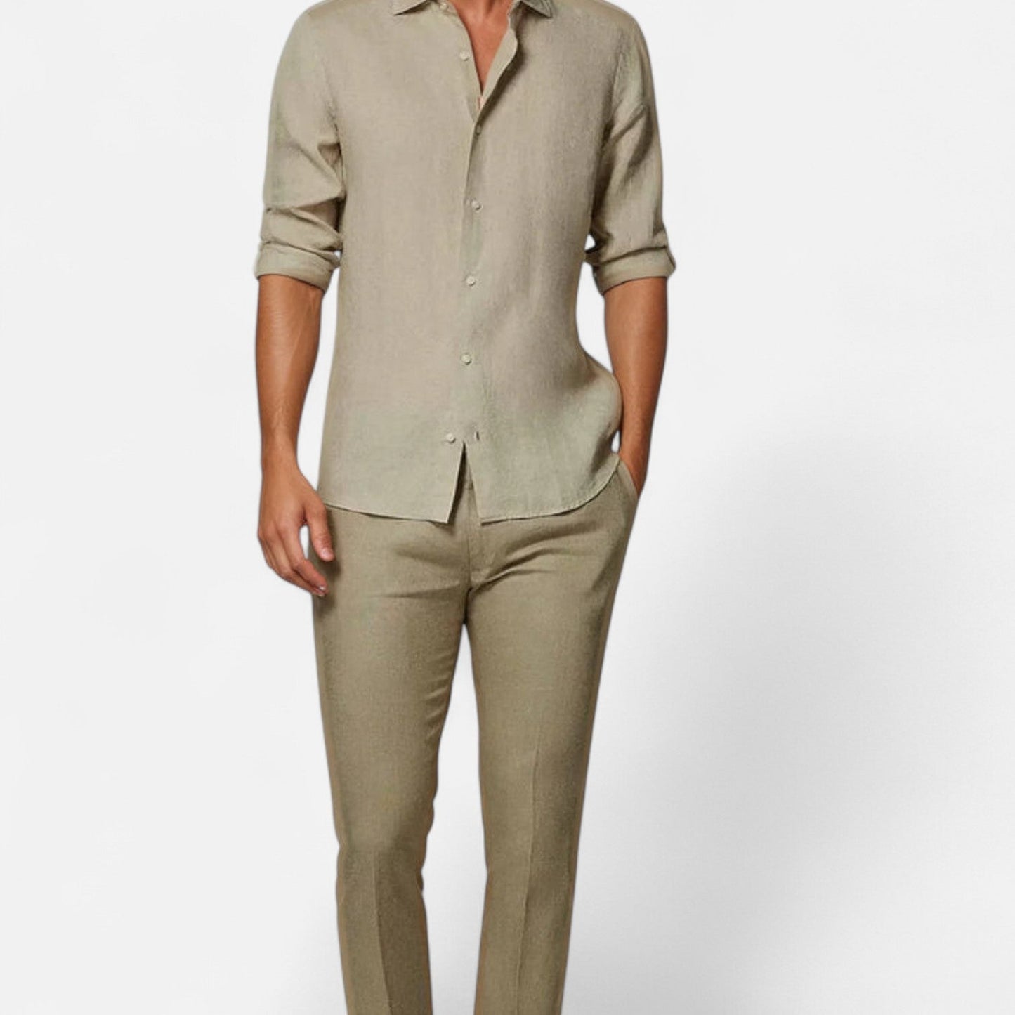 The Rowley Club | Khaki Linen Shirt for Men - Aesthetic of Old Money, Light Sartorial Ease